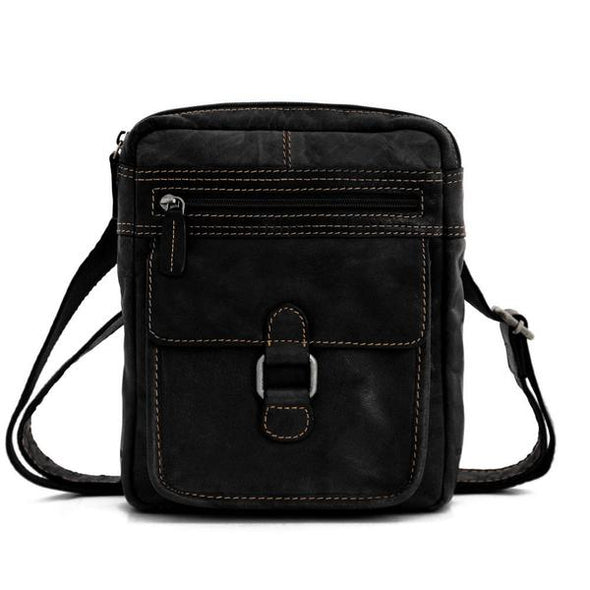 black leather crossbody bag for men