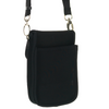 black crossbody beverage, wallet and accessory carrier